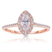  Rose Gold Marquise Cut Halo Diamond Semi Mount Engagement Rings